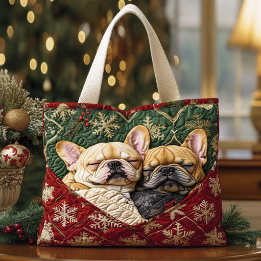 Sleepy Little Bulldog Quilted Tote Bag NCU0NT9818