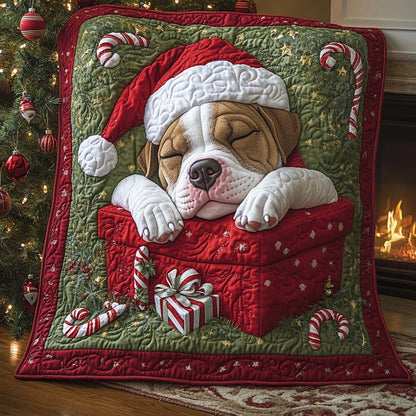Sleepy Pitbull Pup Quilted Blanket NCU0XD451