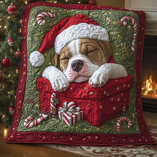 Sleepy Pitbull Pup Quilted Blanket NCU0XD451