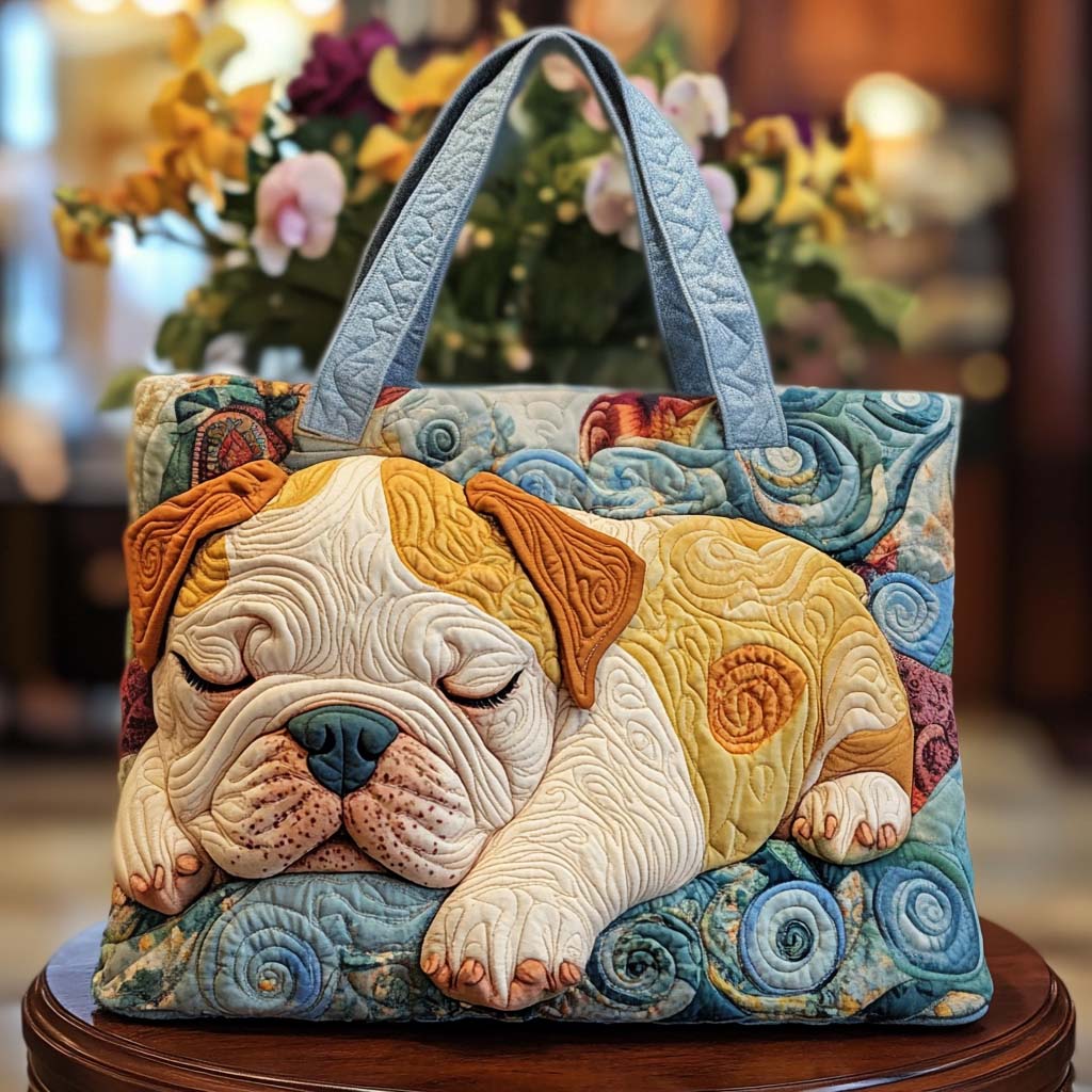 Sleepy Pup Delight Quilted Tote Bag NCU0NT8807