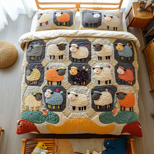 Sleepy Sheep 3-Piece Quilted Bedding Set NCU0PT7571