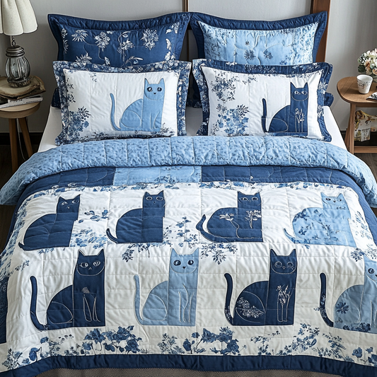 Sleepy Whiskers 3-Piece Quilted Bedding Set NCU0VH3649