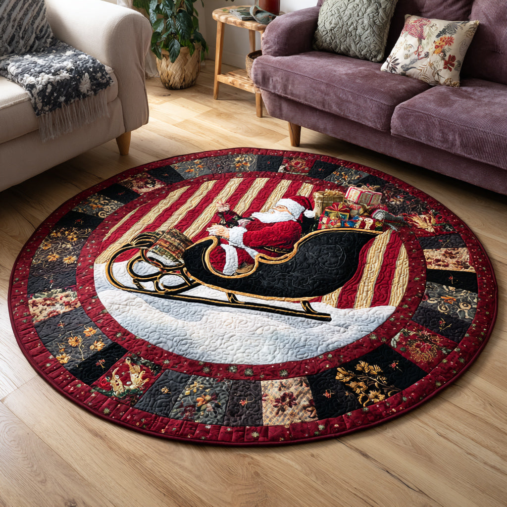 Sleigh Santa Claus Quilted Round Mat NCU0HH583 – Vantique