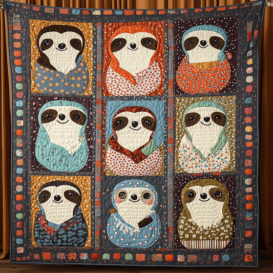 Sloth Patchwork Quilted Blanket NCU0TH1410