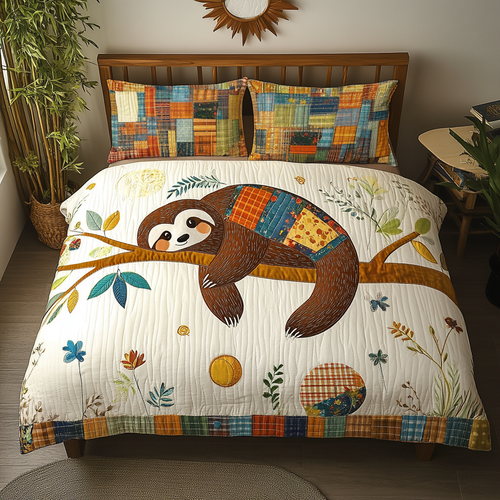 Slothful Bliss 3-Piece Quilted Bedding Set NCU0DK6038