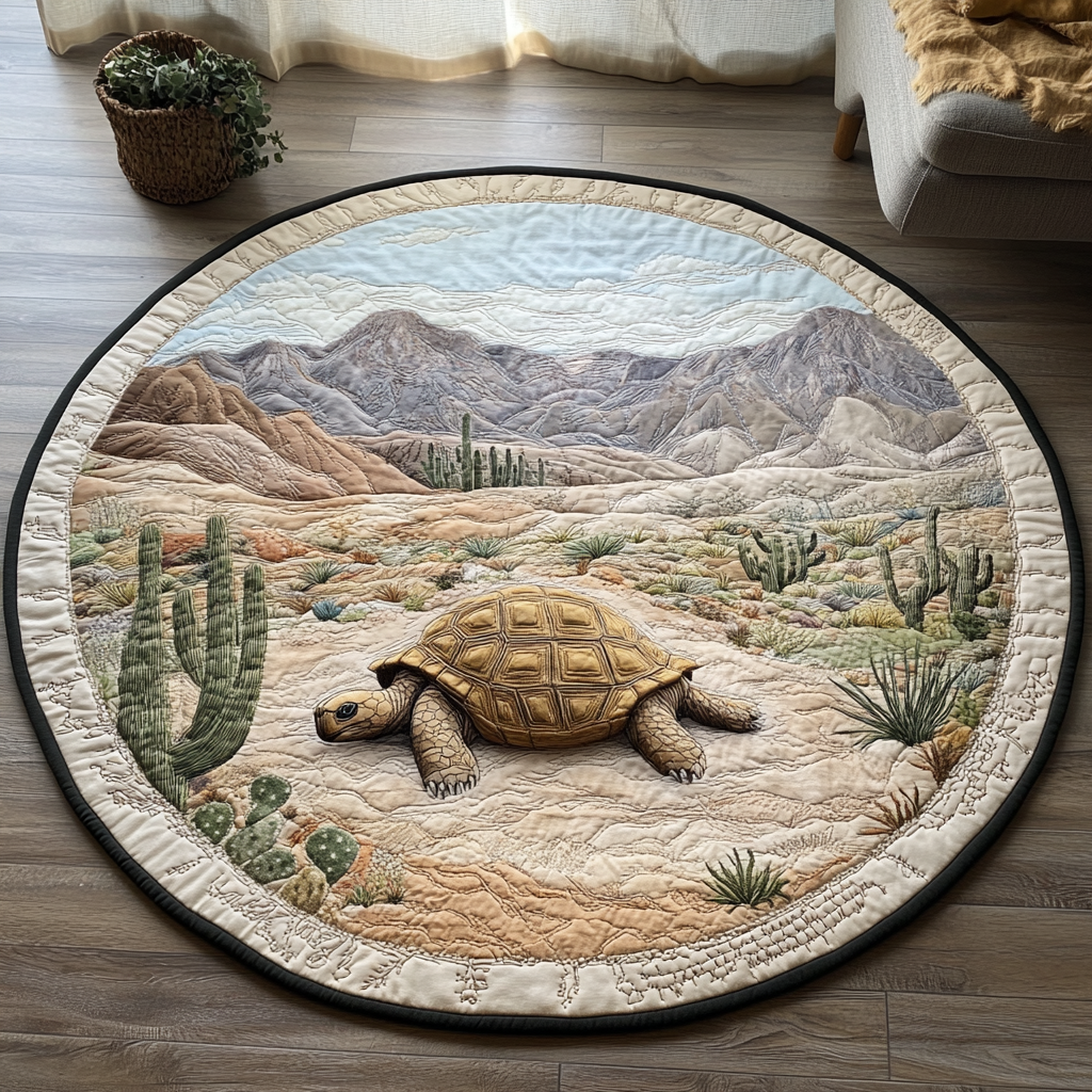 Slow Tortoise Quilted Round Mat NCU0DK7529