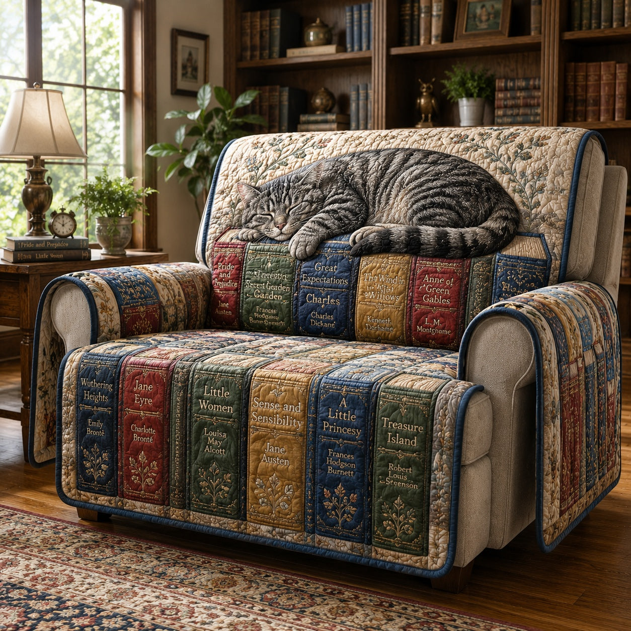 Slumbering Whisker Volumes Quilted Sofa Cover NCU0VL3951