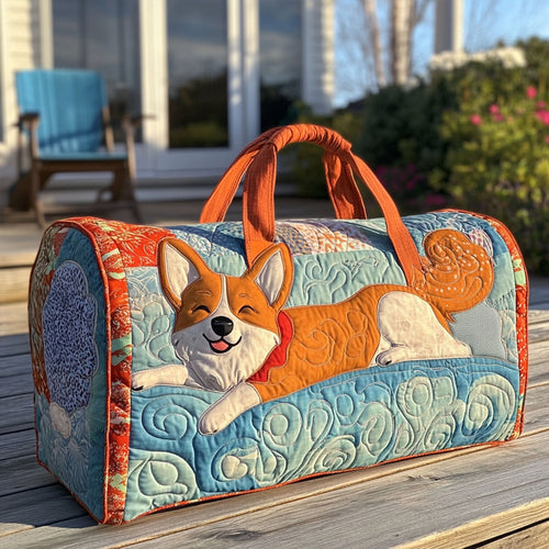 Smiling Corgi Quilted Duffle Bag NCU0PT9363