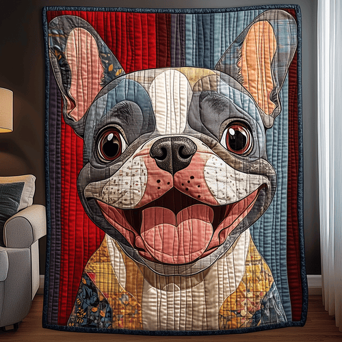 Smiling Frenchie Charm Quilted Blanket NCU0TH2096