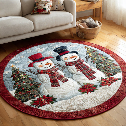Smiling Snowman Pals Quilted Round Mat NCU0HH283