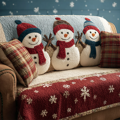 Smiling Snowman Quilted Sofa Cover NCU0DK10795