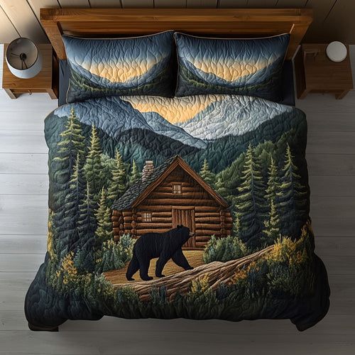 Smoky Bear Cabin 3-Piece Quilted Bedding Set NCU0PT6757