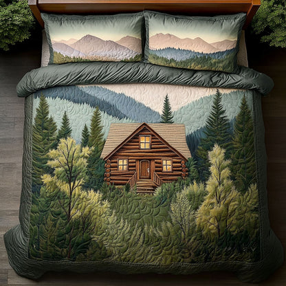 Smoky Glen Cabin 3-Piece Quilted Bedding Set NCU0PT6759