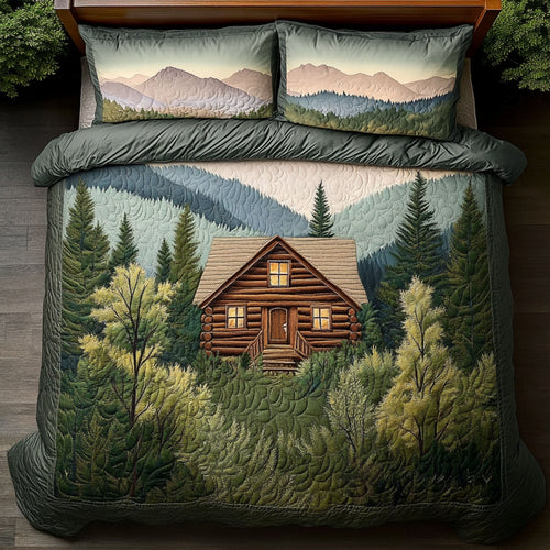 Smoky Glen Cabin 3-Piece Quilted Bedding Set NCU0PT6759