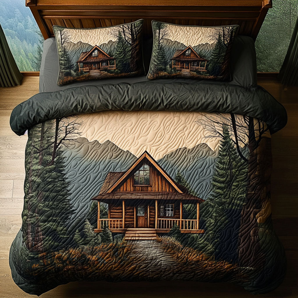 Smoky Peaks Cabin 3-Piece Quilted Bedding Set NCU0PT6763