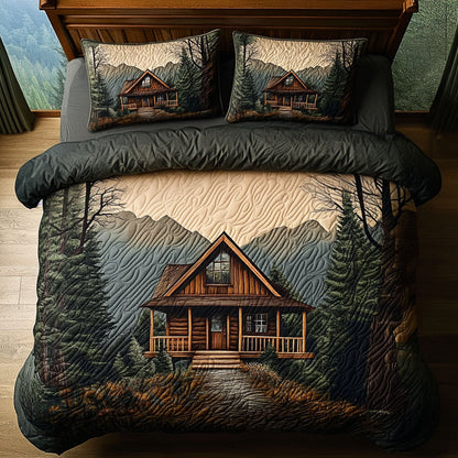 Smoky Peaks Cabin 3-Piece Quilted Bedding Set NCU0PT6763