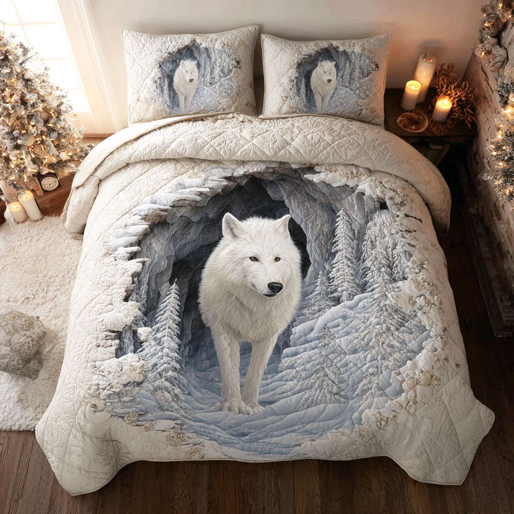 Snow Alpha 3-Piece Quilted Bedding Set NCU0TV1379