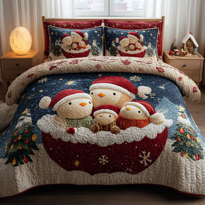 Snow Bird Christmas 3-Piece Quilted Bedding Set NCU0HH605