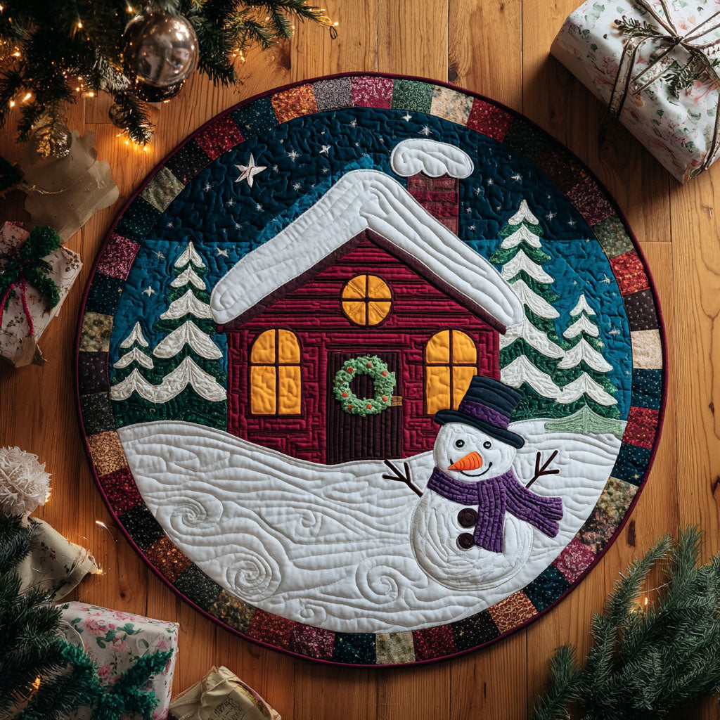 Snow Cabin Quilted Round Mat NCU0TV327