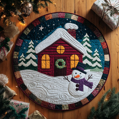 Snow Cabin Quilted Round Mat NCU0TV327