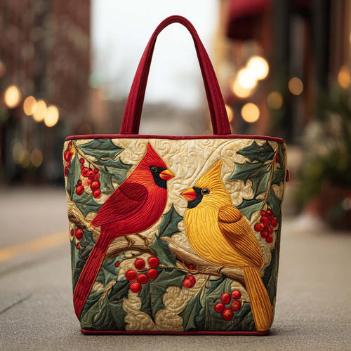 Snow Cardinal Quilted Tote Bag NCU0TD238