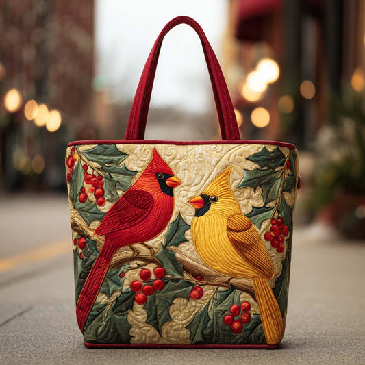 Snow Cardinal Quilted Tote Bag NCU0TD238