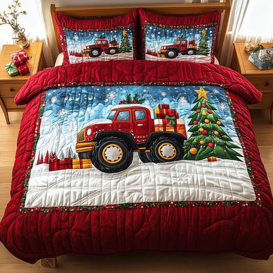 Snow Drift Hauler 3-Piece Quilted Bedding Set NCU0TL2264