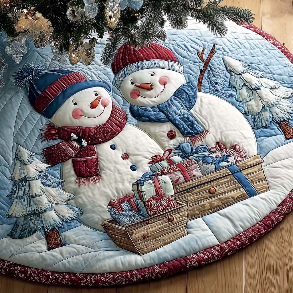 Snow Family Cabin Quilted Tree Skirt NCU0XD1983