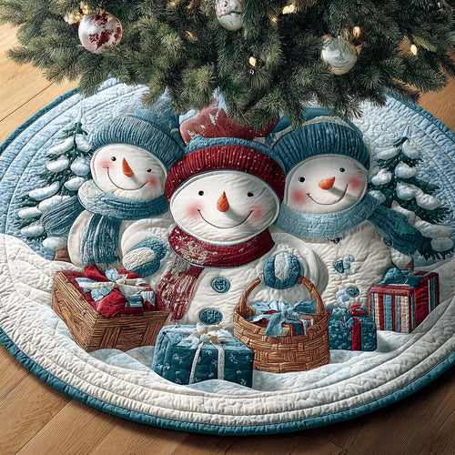 Snow Family Celebration Quilted Tree Skirt NCU0XD1975