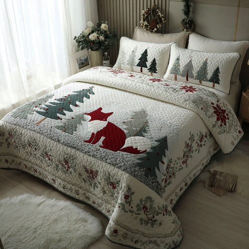 Snow Fox Retreat 3-Piece Quilted Bedding Set NCU0PT10682