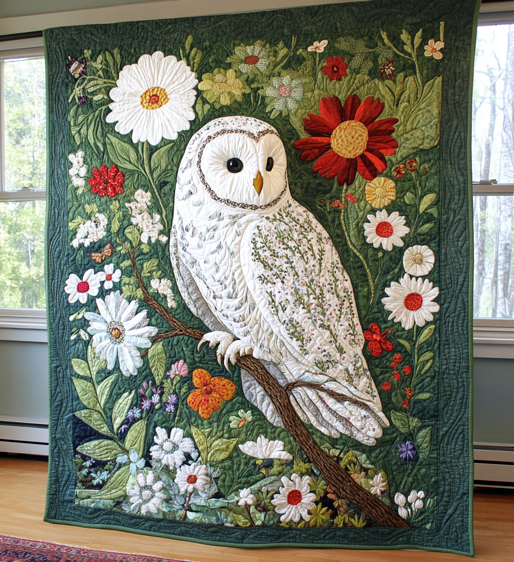 Snow Owl Garden Quilted Blanket NCU0DV592