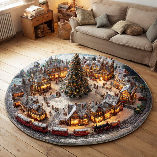 Snow Path Railway Quilted Round Mat NCU0TD1668