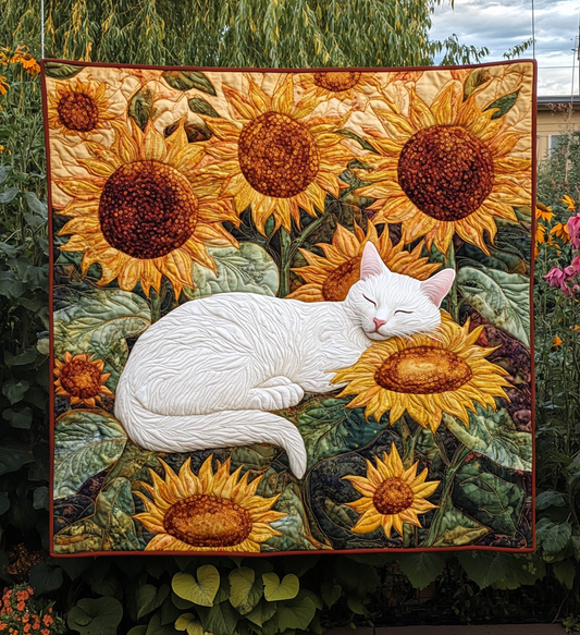 Snow Sunflower Quilted Blanket NCU0DV668