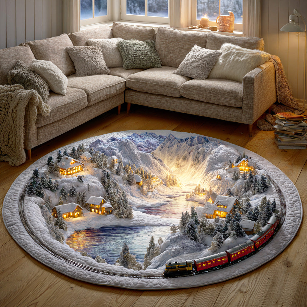 Holiday Train Quilted Round Mat NCU0VT334