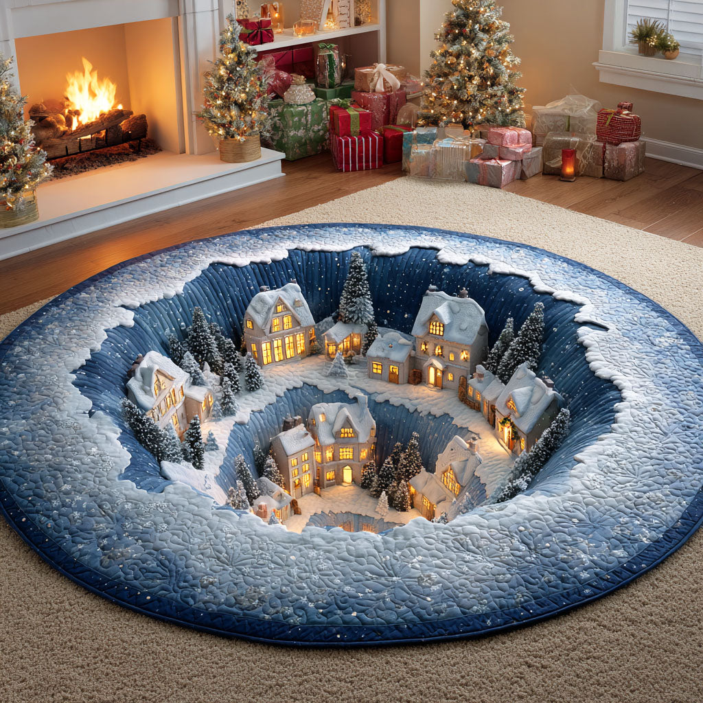 Snow Village Glow Quilted Round Mat NCU0TD788