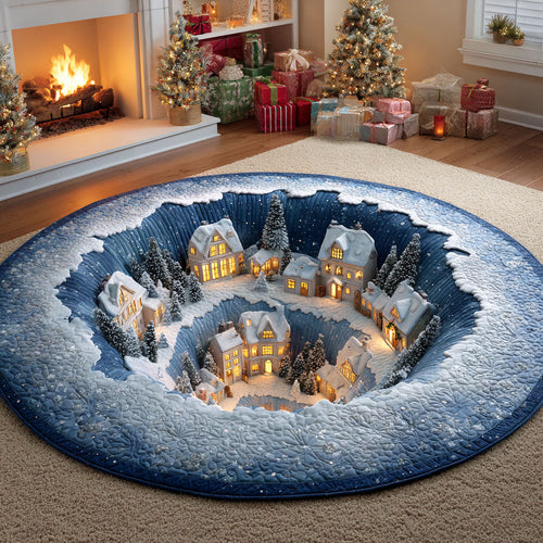 Snow Village Glow Quilted Round Mat NCU0TD788