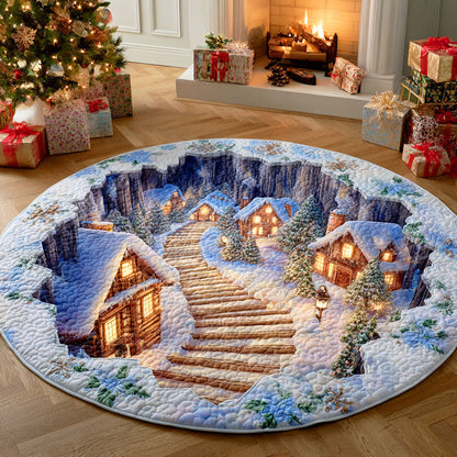 Snow Village Stairs Quilted Round Mat NCU0TD811