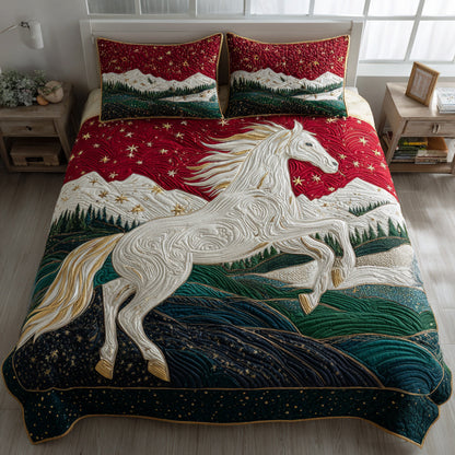 Snow White Horse 3-Piece Quilted Bedding Set NCU0HH742