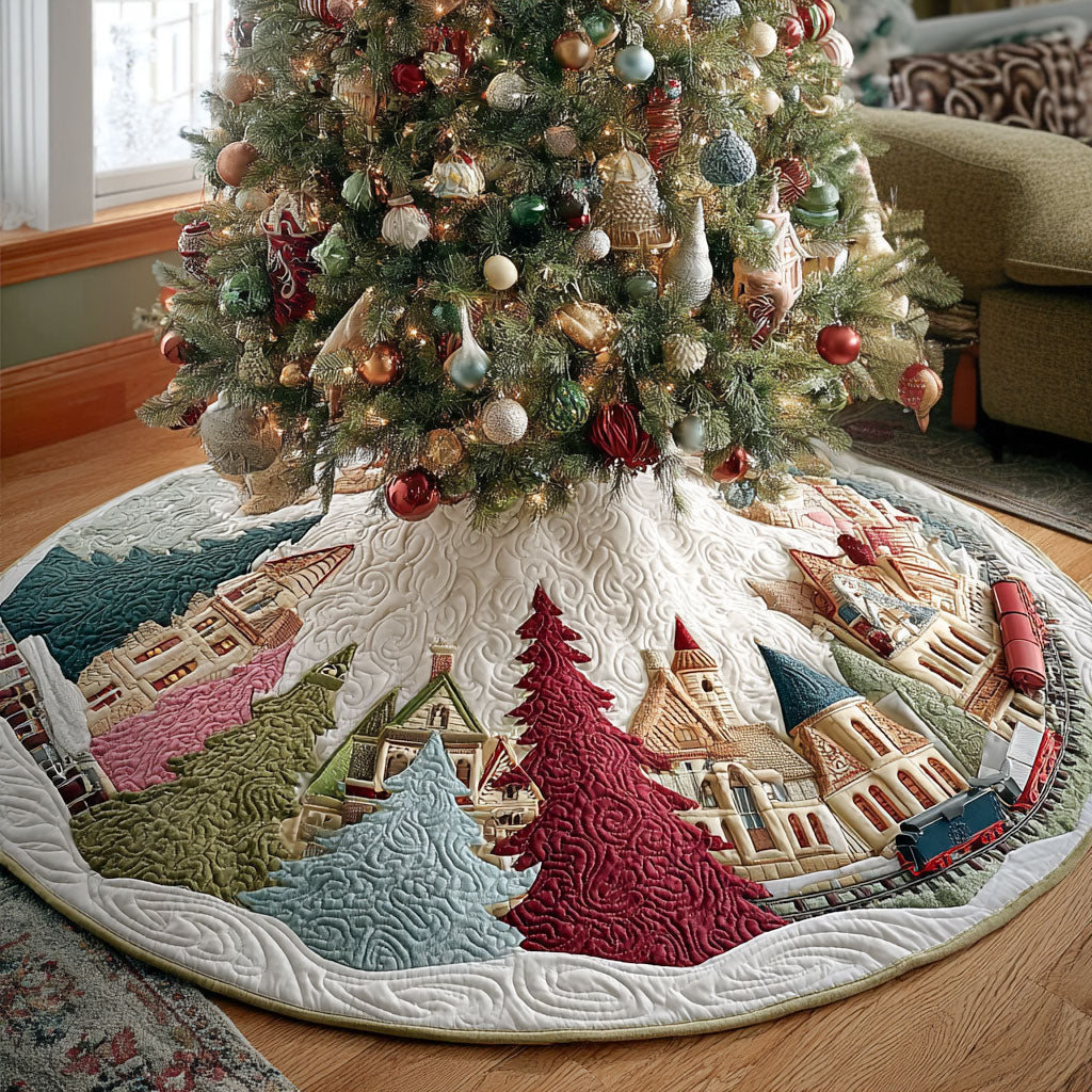 Snowberry Village Christmas Quilted Tree Skirt NCU0PT10283