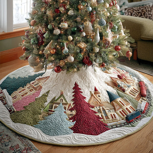 Snowberry Village Christmas Quilted Tree Skirt NCU0PT10283