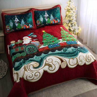 Snowbound Train 3-Piece Quilted Bedding Set NCU0PT10317