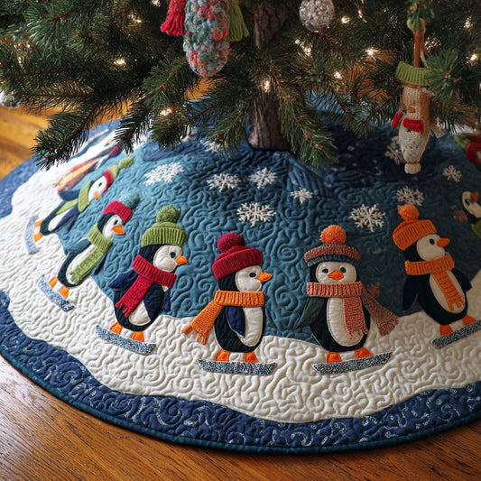 Snowdrift Penguin Quilted Christmas Tree Skirt NCU0HH1251