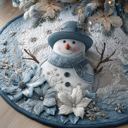 Snowflake Blue Snowman Quilted Tree Skirt NCU0XD1966