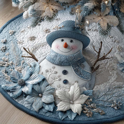 Snowflake Blue Snowman Quilted Tree Skirt NCU0XD1966
