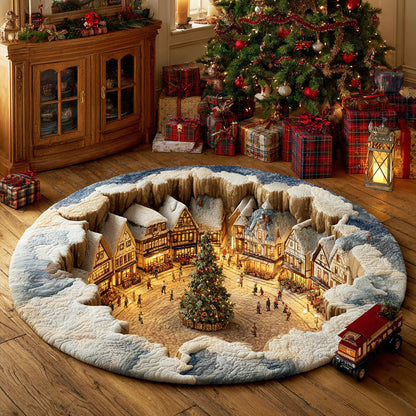 Snowflake Dream Field Quilted Round Mat NCU0TD1760