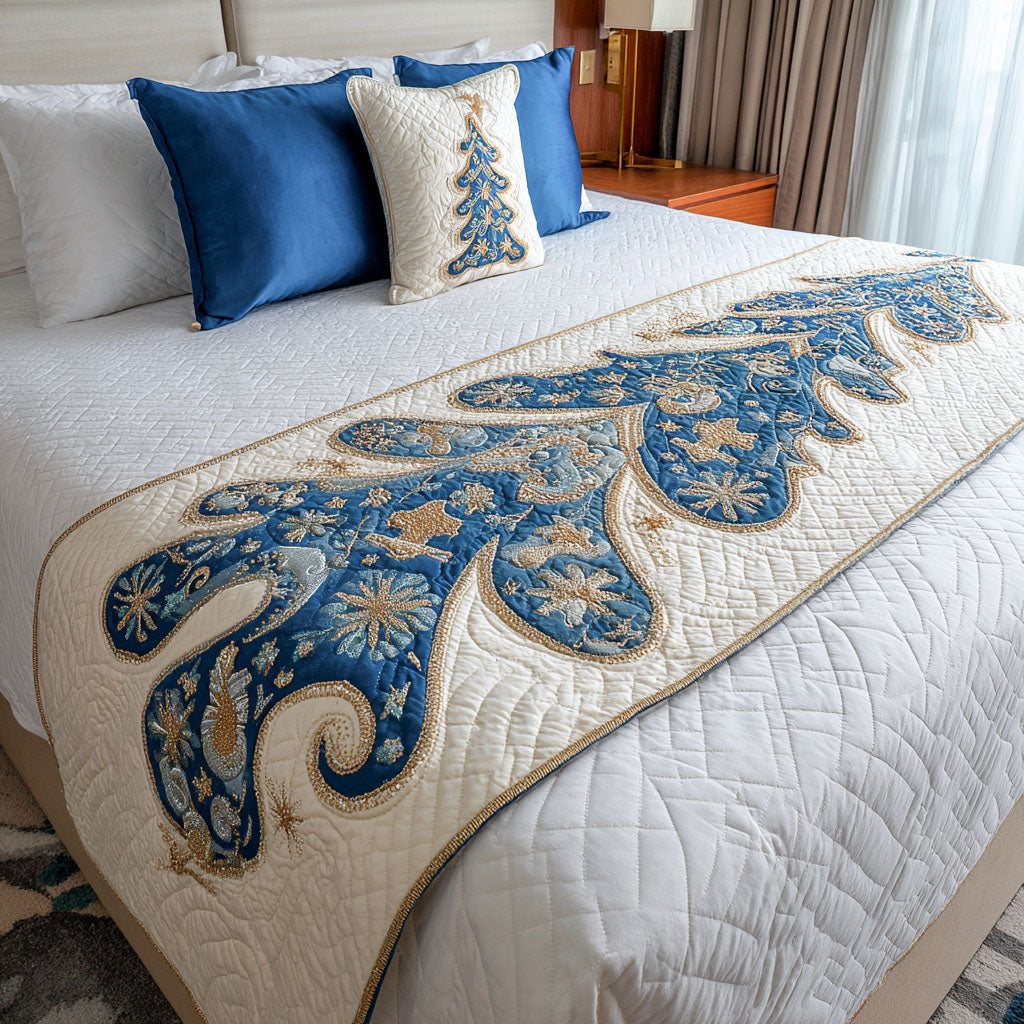 Snowflake Glow Quilted Bed Runner NCU0PT8867