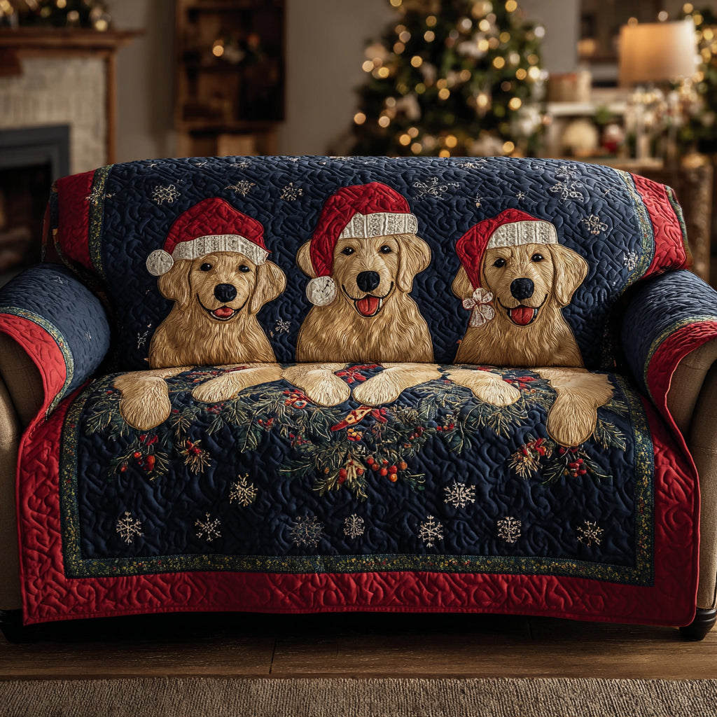 Snowflake Golden Retriever Quilted Sofa Cover NCU0HH981