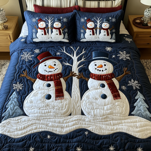 Snowflake Haven 3-Piece Quilted Bedding Set NCU0VH1006