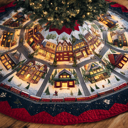 Snowflake Horizon Christmas Quilted Tree Skirt NCU0TD1741