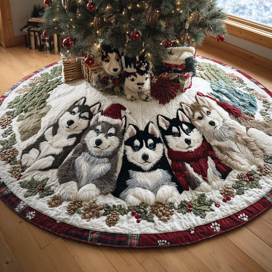 Snowflake Husky Joy Quilted Christmas Tree Skirt NCU0DV8064